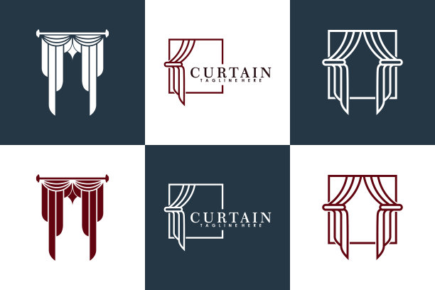 集窗帘标志设计与现代理念图片下载