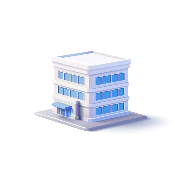 企业、公司、医疗机构、办公室的三维白色现代建筑。切合实际的商业图标，以及商业地产的概念。向量图片下载