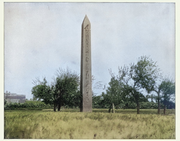 赫利奥波利斯的古埃及方尖碑，Al-Masalla方尖碑，19世纪的古照片图片下载