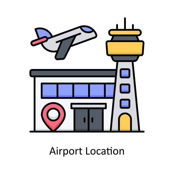 机场位置填充轮廓图标样式插图。EPS 10文件图片下载