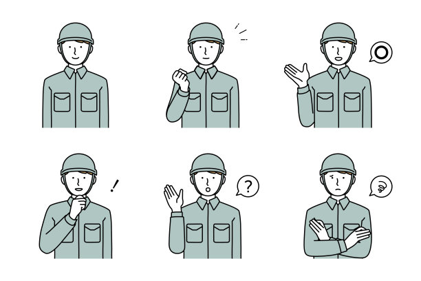 一组穿着工作服戴着头盔的男子，摆出拳头姿势，引导，举手，担心，烦恼，举手图片下载