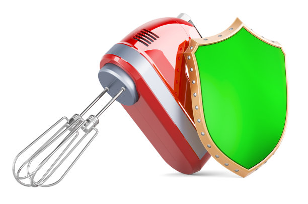手持厨房搅拌器与盾牌，3D渲染图片下载