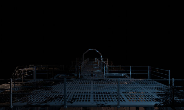 科幻楼上走廊军事基地的黑暗场景图片下载