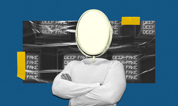 人脸镜像使用深度假人工智能技术拼贴艺术图片下载