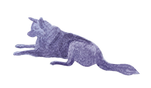 一只大狗的剪影静静地躺在地上。单色水彩插图。柔和的线条和柔和的曲线捕捉了狗的冷静举止，唤起了一种宁静和忠诚的感觉图片下载