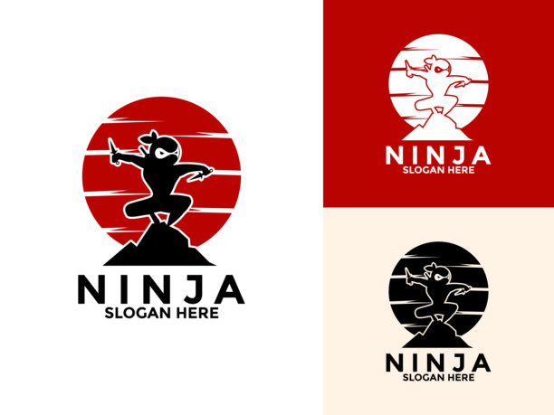 现代忍者标志矢量设计概念，忍者标志设计模板图片下载