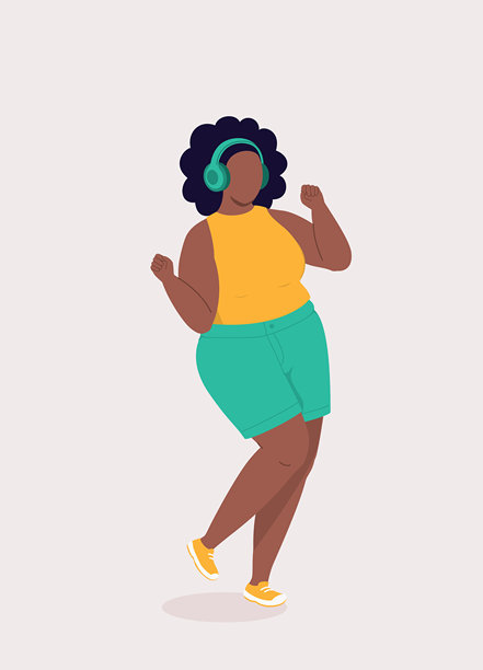 曲线美的黑人女人跳舞。娱乐。图片下载
