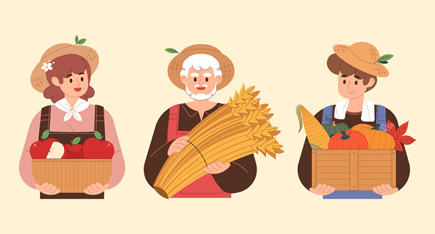 秋天的农民插图。图片下载