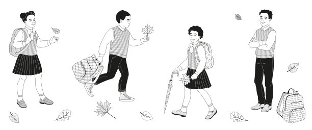 小学年龄的非裔美国男孩和女孩穿着校服，背着学校的书包图片下载