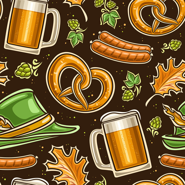 矢量啤酒节无缝图案图片下载