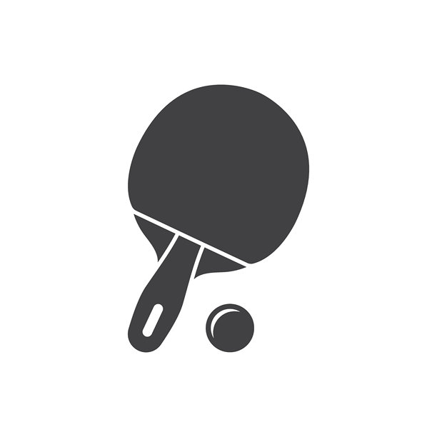 乒乓球图标的平面风格。球拍和球矢量插图上孤立的背景。乒乓球招牌经营理念。图片下载