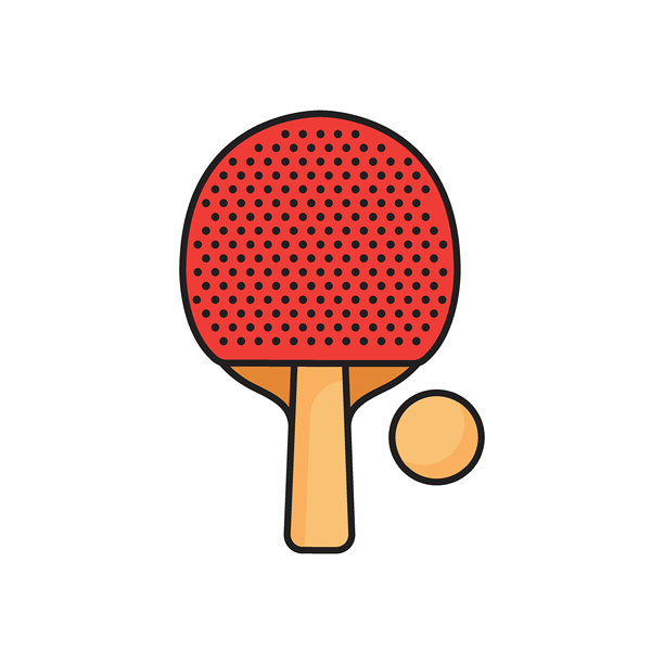 乒乓球图标的平面风格。球拍和球矢量插图上孤立的背景。乒乓球招牌经营理念。图片下载