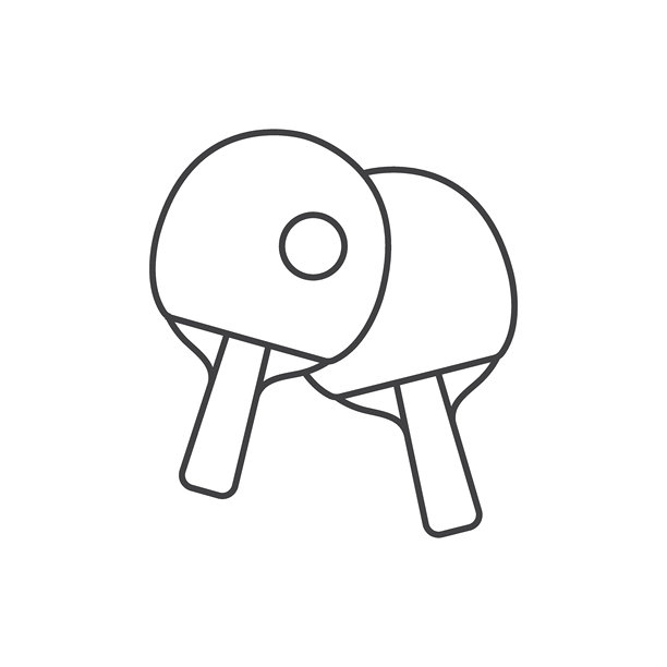 乒乓球图标的平面风格。球拍和球矢量插图上孤立的背景。乒乓球招牌经营理念。图片下载