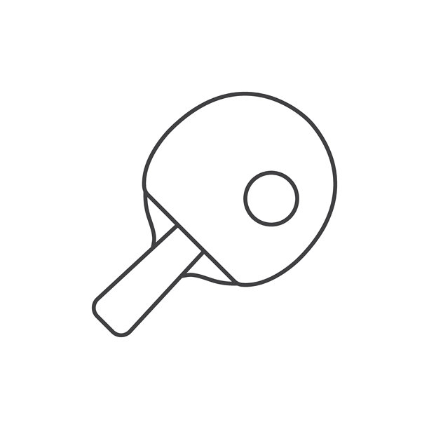 乒乓球图标的平面风格。球拍和球矢量插图上孤立的背景。乒乓球招牌经营理念。图片下载