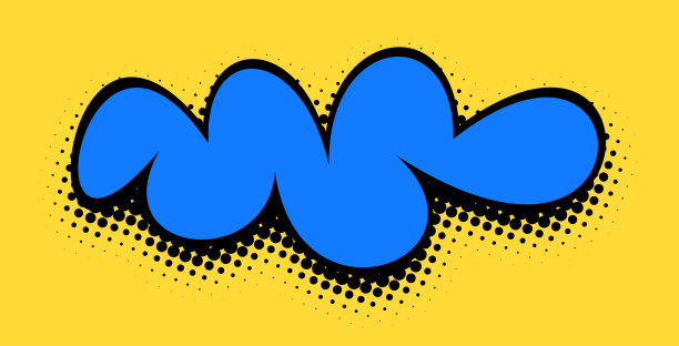 波普艺术，黄色上的蓝色曲线图片下载