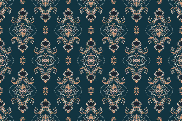 伊卡特部落印第安人无缝图案。民族阿兹特克织物地毯曼陀罗装饰本土波西米亚纹样纺织品。几何非裔美国东方传统矢量插图。刺绣的风格。图片下载