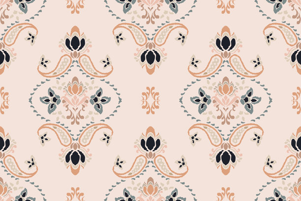 伊卡特部落印第安人无缝图案。民族阿兹特克织物地毯曼陀罗装饰本土波西米亚纹样纺织品。几何非裔美国东方传统矢量插图。刺绣的风格。图片下载