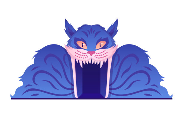 矢量插图进入恐怖的房子在万圣节与怪物猫图片下载