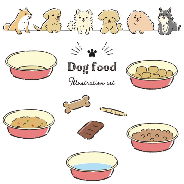 狗和食物插图集图片下载