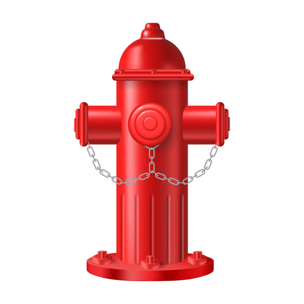 红色消火栓，灭火设备。矢量隔离图标的现实的钢管链。城市的基础设施。详细阀门，户外消防部门服务，应急预防图片下载