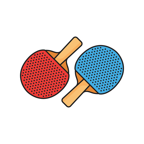 乒乓球图标的平面风格。球拍和球矢量插图上孤立的背景。乒乓球招牌经营理念。图片下载