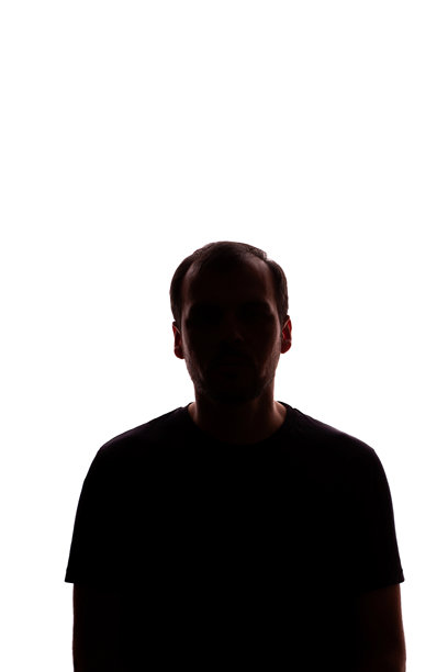 男子年轻未剃须的商人商务服装剪影-白色背景孤立图片下载