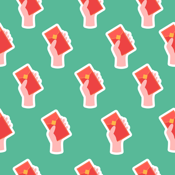 无缝图案春节信封贴纸图片下载