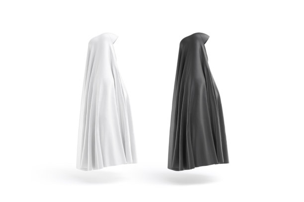 空白黑白女性chador模型，侧面视图图片下载