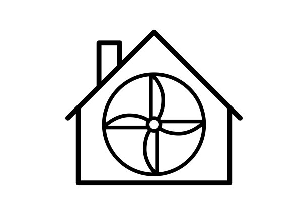 带风扇的房子的黑色图标图片下载