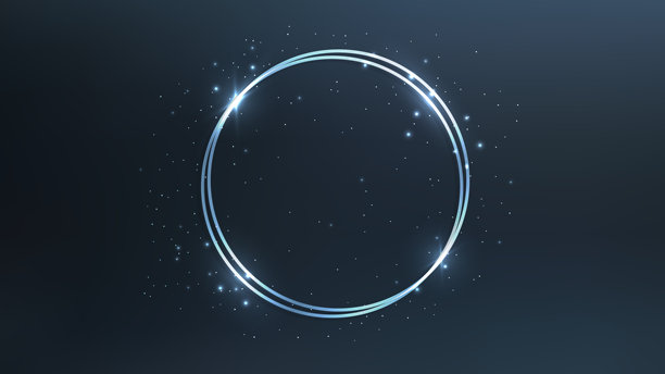 霓虹灯双圈框架与闪亮的效果和火花图片下载