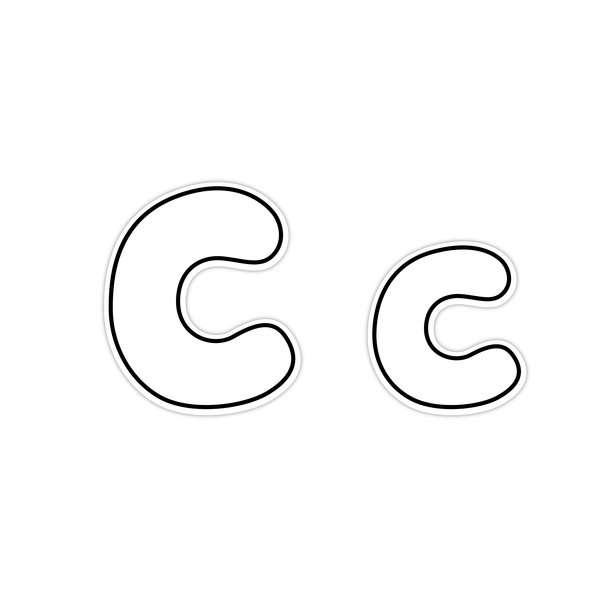 巧克力棕色的字母c的矢量插图膨胀3d字体黑白绘图，让孩子们根据图片学习颜色。图片下载