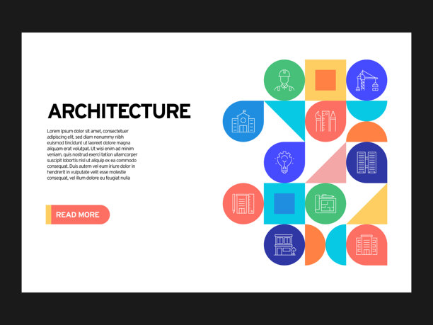 架构相关的矢量插图。采购产品建筑，设计，平面图，建筑师，建造者。图片下载