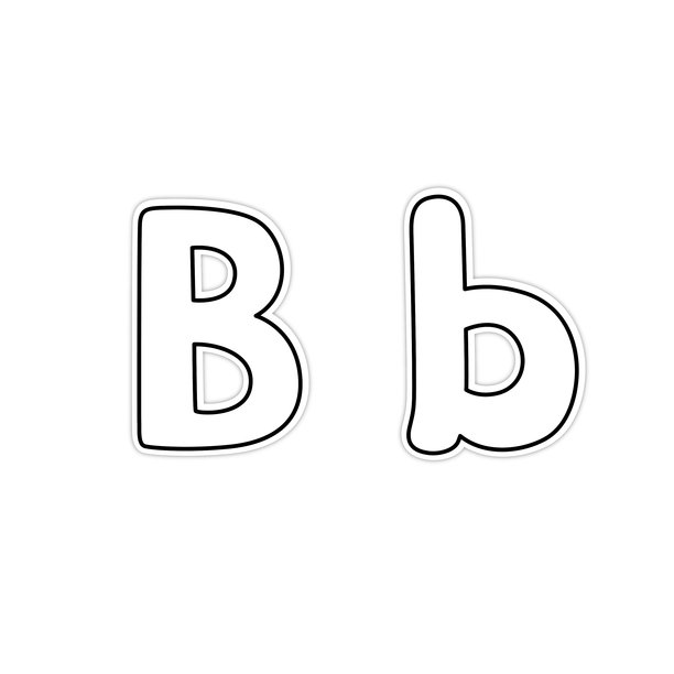 字母b的矢量插图大写和小写黄色卡通字体黑白绘图供儿童根据图片学习上色。图片下载