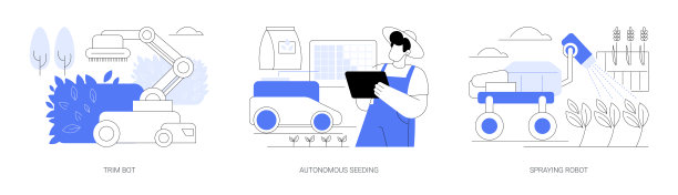使用机器人在农业隔离卡通矢量插图se图片下载