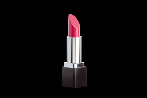 3d图标光泽的口红隔离在黑色背景。唇妆管模型，美容产品插图。魅力与奢华女性时尚化妆配件，个人护理容器。三维渲染图片下载