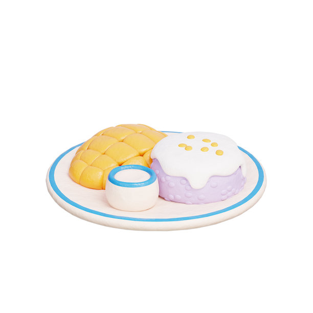 芒果和糯米，泰国元素，亚洲文化，3D渲染。图片下载