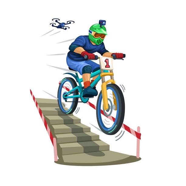 城市下坡极限运动卡通插图矢量图片下载