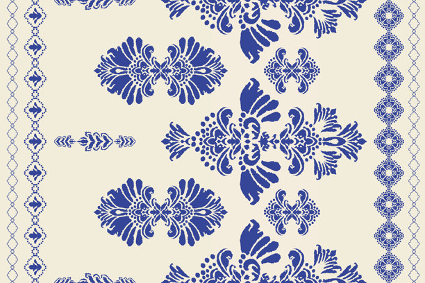 伊卡特部落印第安人无缝图案。民族阿兹特克织物地毯曼陀罗装饰本土波西米亚纹样纺织品。几何非裔美国东方传统矢量插图。刺绣的风格。图片下载