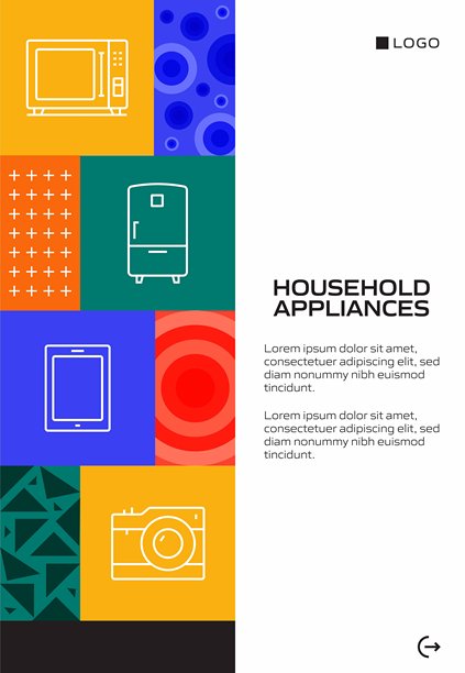 家用电器概念，线条风格矢量插图，家庭厨房、设备、烤箱、真空吸尘器、自主技术图片下载