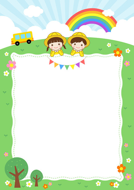 插图矢量通知模板的春天背景的孩子。图片下载