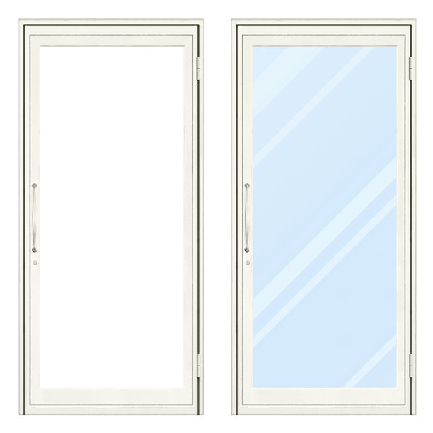 一组2个白色玻璃门。商店的门。图片下载