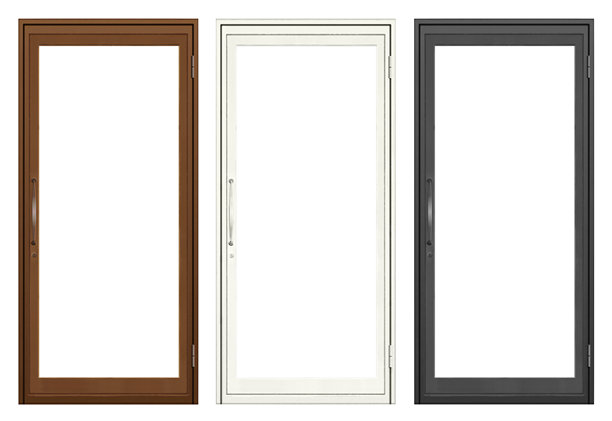 一套3种颜色的玻璃门框。商店的门。图片下载