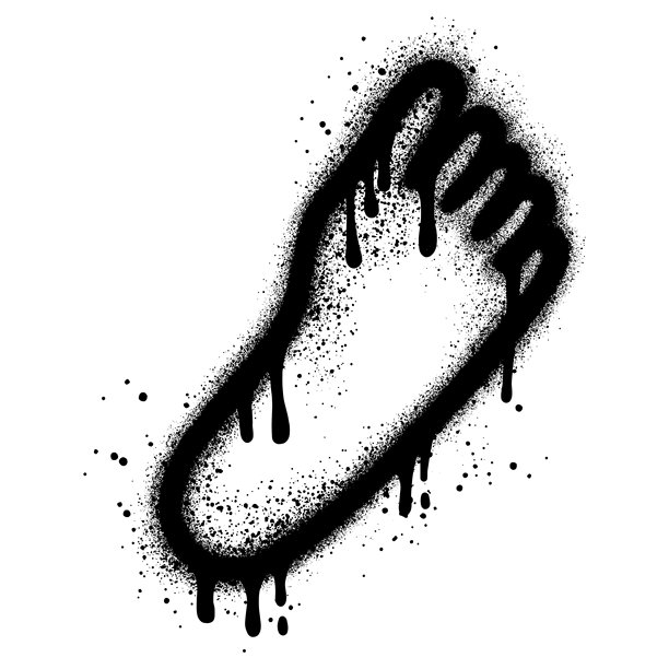 喷漆脚涂鸦孤立的白色背景。图片下载