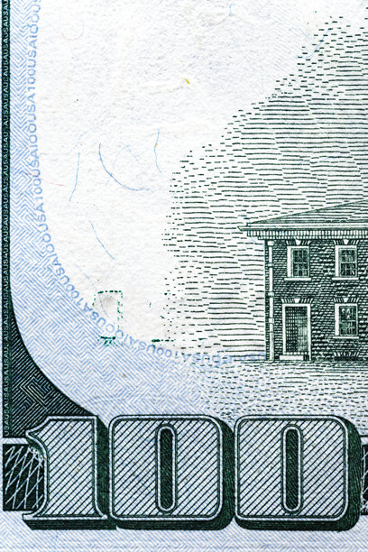 纸币的复古元素，百元美钞的碎片，用于设计目的。美利坚合众国图片下载