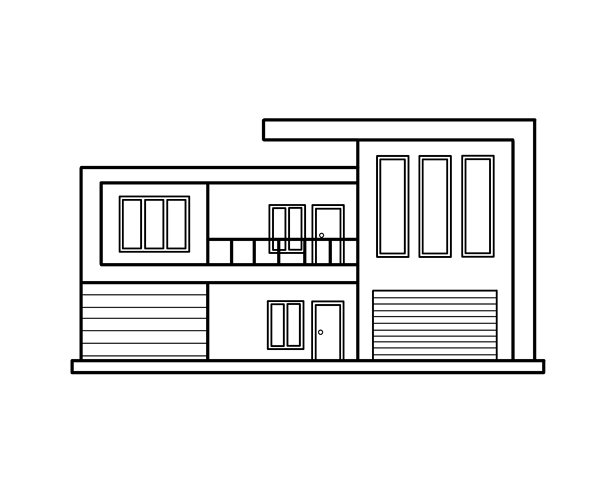 房屋素描插图，具有独特的和审美的设计，非常适合着色实践图片下载