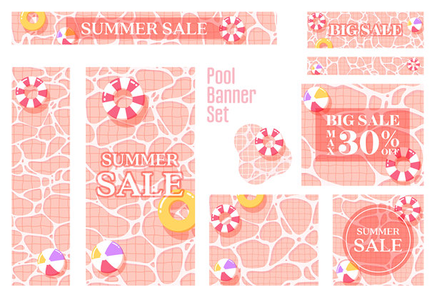 横幅集游泳池插图图片下载