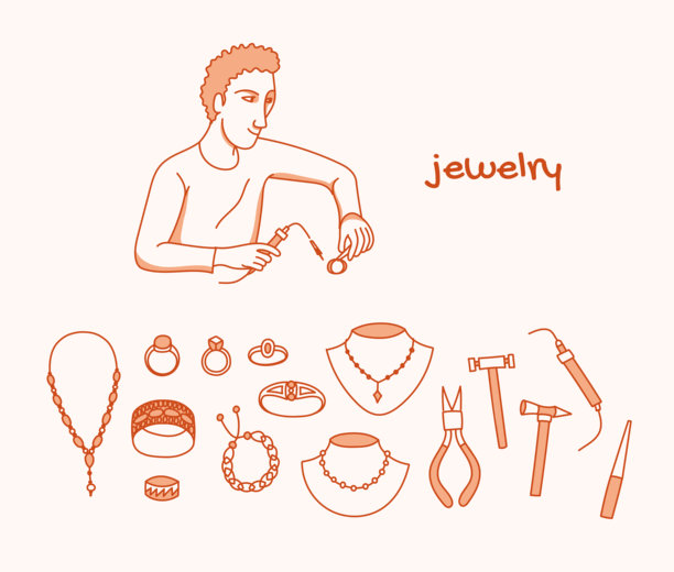 一个珠宝商的手绘插图图片下载