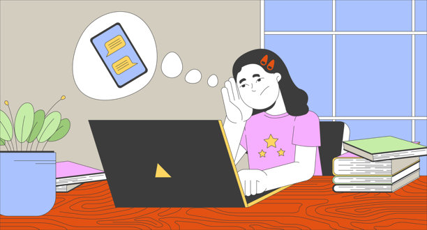 心烦意乱的女学生在笔记本电脑上做作业图片下载