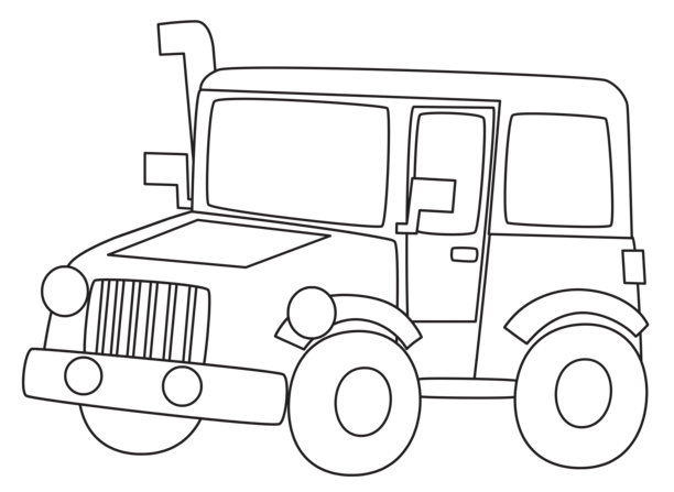 卡通有趣的越野汽车车辆卡车着色页孤立插图的孩子图片下载