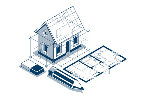 小屋休息项目概念，小房子建筑项目的三维等距矢量插图，乡村或自然中的乡村小房子小屋。图片下载